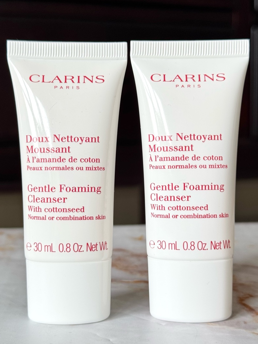 Clarins Gentle Foaming Cleanser 30ml 2 Pack New Travel Size Face Wash Soap